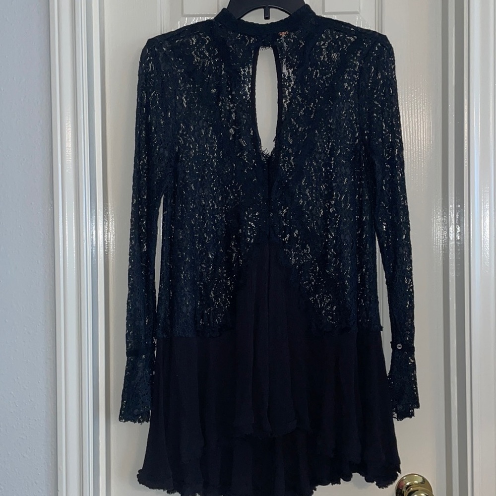 (HALLOWEEN!) Free People Black Lace Tunic